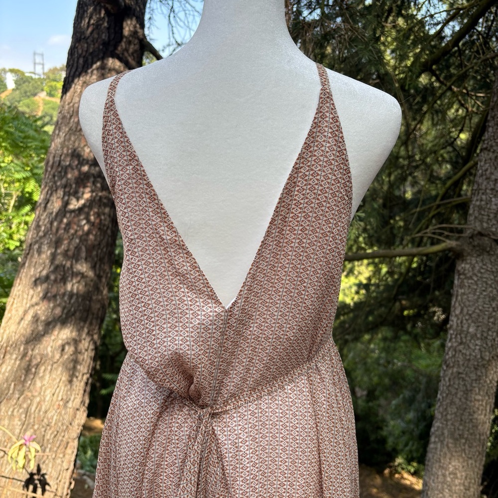 RODEBJER Tan & Black Silk Drapey Sleeveless Dress - Picture 7 of 10